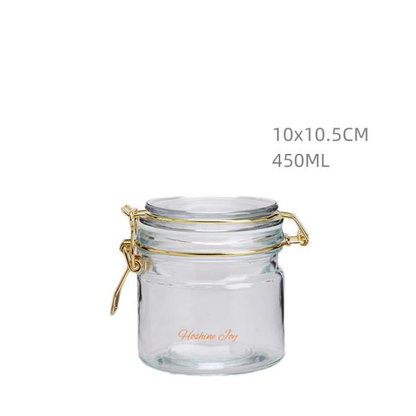 Quality 16oz Airtight Glass Canisters Glass Storage Jars With Clamp Lids for sale