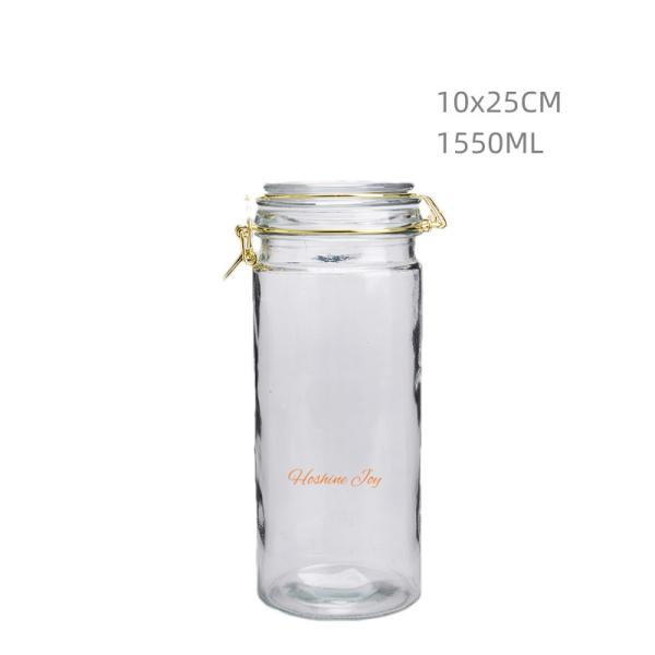 Quality Versatile Empty Glass Jars 1550ML Large Glass Storage Jar With Clip Lid for sale