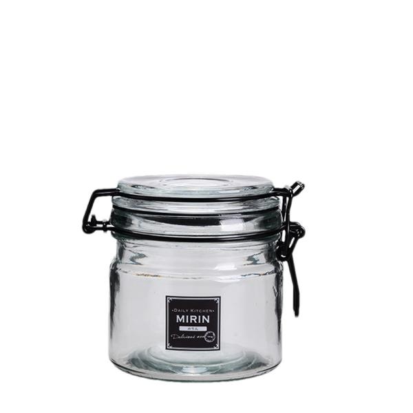 Quality Beans 450ML Clear Empty Glass Jars With Black Clip Lids Silicone Gaskets for sale