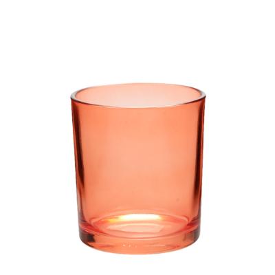 China Orange Cleaning Glass Wedding Candle Holders Round 330ML Volume for sale