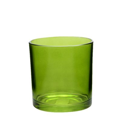 China 4 Inch Empty Glass Candle Jars 550ML Green Large Glass Votive Holders for sale