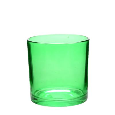 China OEM Green Colored Glass Candle Containers For Making Candles Smooth Surfaces for sale