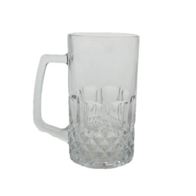 China Etched Clear Beer Glass Cup Drinking 600ML Large Beer Mug Classic Style for sale
