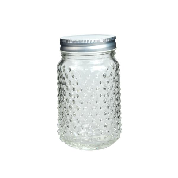 Quality Storage Reusable Mason Jar 14 Ounces Glass Empty Mason Jar With Dots Design for sale