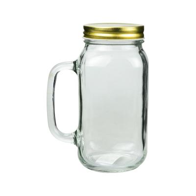 China Drinking Large Glass Mason Jar With Handle 24OZ Classic Design for sale