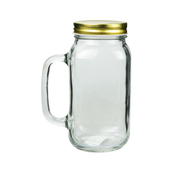 Quality Drinking Large Glass Mason Jar With Handle 24OZ Classic Design for sale