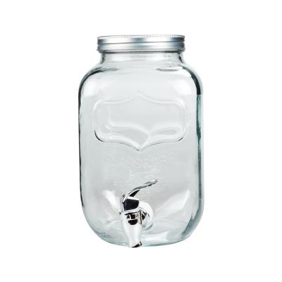 China Home Glass Beverage Dispenser 4L Glass Juice Dispenser With Spigot for sale