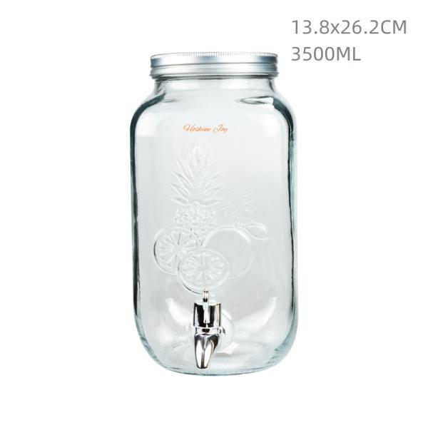 Quality Party Large Glass Juice Dispenser 3.5L Lemonade Iced Tea Beverage Dispenser for sale