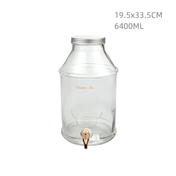 Quality Volume 6.4L Glass Beverage Dispenser With Spout Glass Jar Drink Dispenser for sale