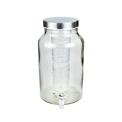 China Cylinder Glass Iced Tea Dispenser With Spigot Vintage FDA Standard for sale