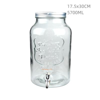 China Contenedor de bebidas de vidrio versátil Dispensador de bebidas frías de vidrio transparente 5.7L en venta
