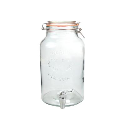 China 5.7L Clear Glass Beverage Dispenser With Lid Airtight PP Spigot for sale