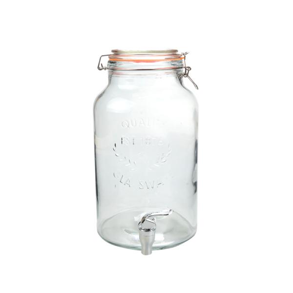 Quality 5.7L Clear Glass Beverage Dispenser With Lid Airtight PP Spigot for sale