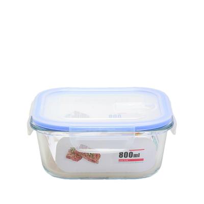 China Luchtdichte glazen voedselbesparingscontainers 800 ml Multiple Glass Food Storage Set Te koop