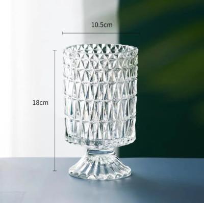China Embossed Big Base Vase Crystal Glass Vase Hydroponic Green Plant Vase Dining Table Centerpieces Home Decor Office Party for sale