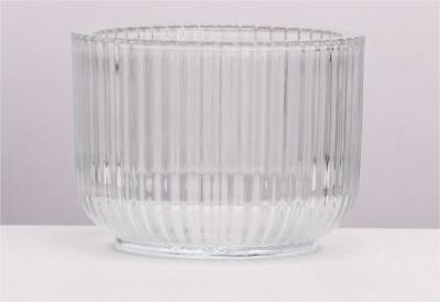 China 350 ml Elegante portavelas de vidrio con costilla para bodas y decoración del hogar en venta