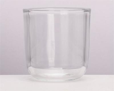 China 325ml Elegant Ribbed Glass Votive Candle Holders for Wedding Party Home Decor Transparent Sturdy Base for sale