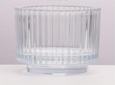 China 225ml Elegante transparente de cristal de cristal con nervaduras Votive portavelas para la boda de la fiesta de la decoración del hogar en venta