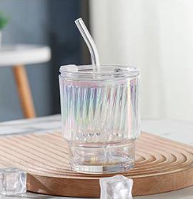 中国 400ml Ribbed Glass Tumbler Water Cup for Daily Use 販売のため