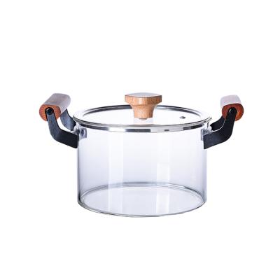China Double Ears 3L Clear High Borosilicate Glass Soup Pot for sale
