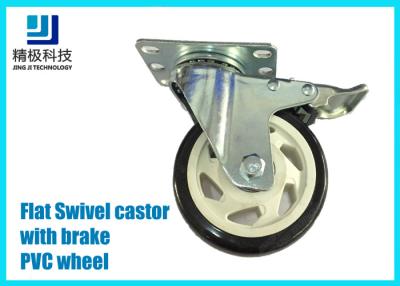 China 3-5 inch PVC / ESD Flat Free Swivel Caster Wheels Plate - mount With Brake Assembly for sale