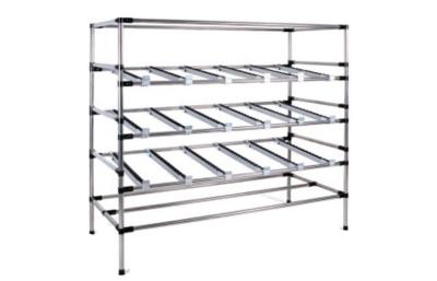 China Chrome Plated Kitchen Steel Pipe Rack With 40Mm Aluminum Frame Roller Track for sale