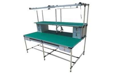 China Pipe Workbench Modular Tube Workstation Desk With Drawer / Light Lamp for sale