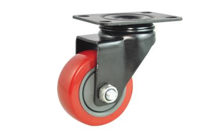 China Double Ball Bearing Swivel Caster Wheels Heavy Duty 125MM PU Rubber Caster in Red for sale