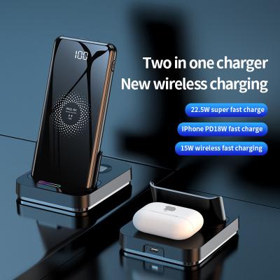 China ABS Power Bank Battery Pack , Black 2 In 1 Wireless Charger 5V for sale