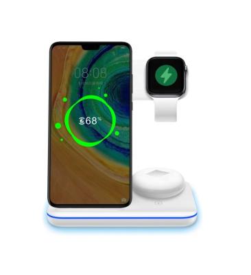 China Fast  Fireproof  Qi Wireless Charger Dock 15w 3 In 1 Charging Stand With Lamp for sale