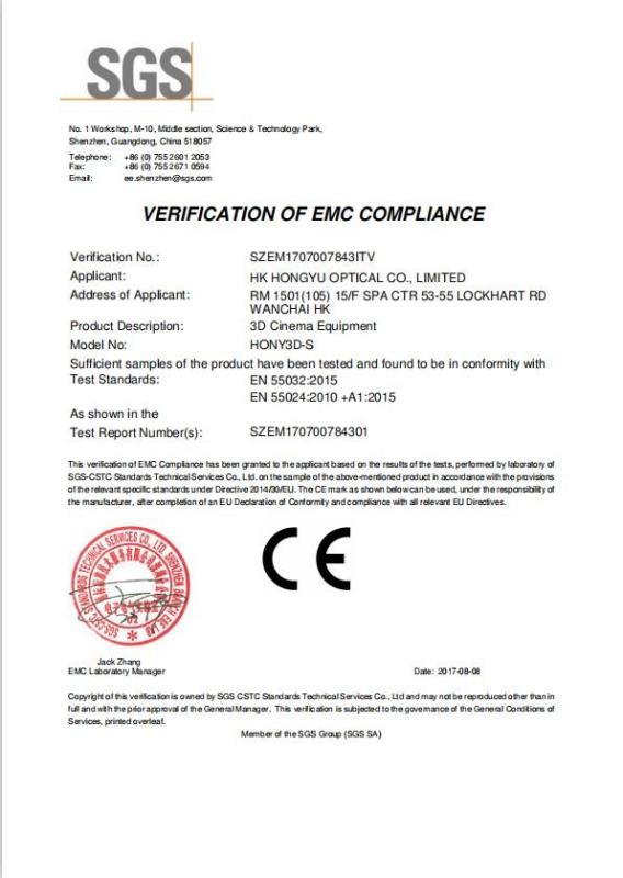 CE - Shenzhen HONY Optical Co., Limited