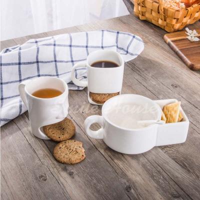China White Ceramic biscuit mug with the handle for sale