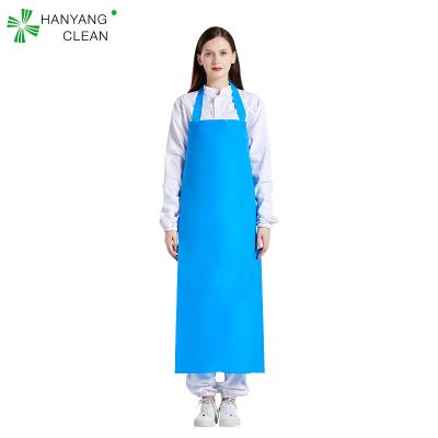 China Seafood Industry Waterproof Oilproof TPU Vinyl Bib Apron With Adjustable Neck Fasten for sale