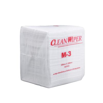 China M-3 Industrial Paper Clean Room Wipes Lint Free Nonwoven White 25cm X 25cm for sale