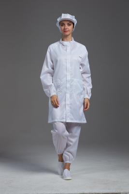 中国 SMTの研修会の反静的なESD Labcoatの衣服のResuable Class1000のまっすぐな開いた立場つばの耐久の白 販売のため