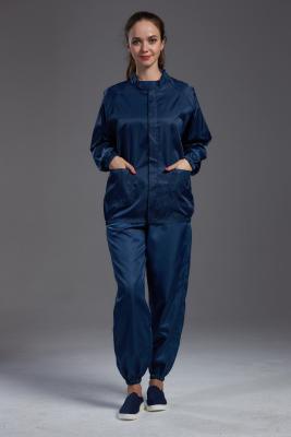 China Dark Blue Unisex Esd Antistatic cleanroom Jacket and pants , sterilization and dust free for sale