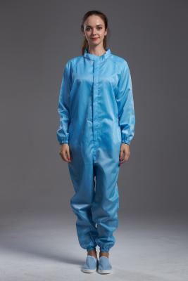 China Unisex cleanroom Anti Static ESD Garments blue color with conductive fabric  For Food Processing Workshop for sale