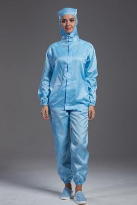 China ESD antistatic sterilied blue color jacket workwear with hood  for the class 100 cleanroom for sale