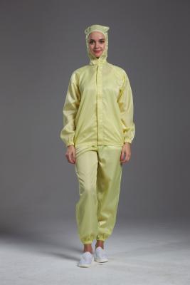 China ESD antistatic autoclave sterilized jacket work wear with hood yellow for class 1000 or higher cleanroom for sale
