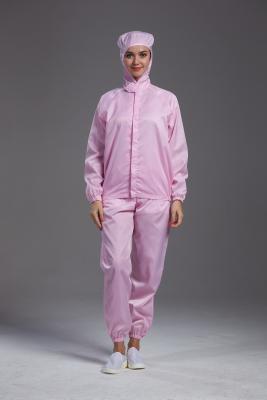 China Anti static ESD sterilized class 1000 cleanroom jacket and pants pink color with hood for sale