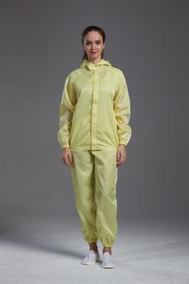 中国 食品加工の衣服Resuableは食品加工の研修会の生地の黄色いフード付きのジャケットそしてズボンの黄色い耐久をとかした 販売のため