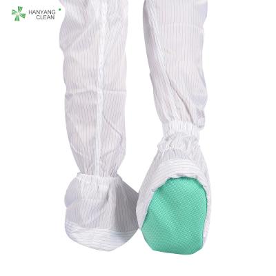 China Electronics clean room reusable and washable white stripe shoes soft sole antistatic ESD anti-slip shoe covers for sale