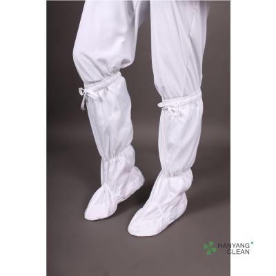 中国 新しい柔らかい唯一の静的な散逸性の白は縞帯電防止ESDの膝のソックスのブーツとのクリーンルームの着く 販売のため