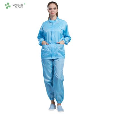 China Easy Clean Anti Static Garments Safety Workwear Clothing Conductive Grid Fibre With Hat for sale