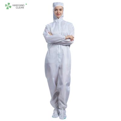 China Anti Static Clean Room Garments Sterilized ESD Coverall Connect With Hood And Shoes Cover For Class 1000 for sale