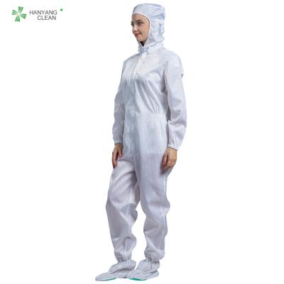 China Anti Static ESD Reusable Sterile Clean Room Coveralls With Hood Boots Conductive Fiber for sale