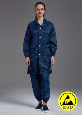 China Sterilized Dust Free Clean Room Lab Coats With Conductive Fiber 10E7-10E11 Ohm Surface Resistance for sale