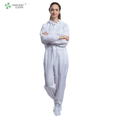 China Dust Proof Anti Static Lab Coat White Color Lightweight For Class 100 Clean Room for sale