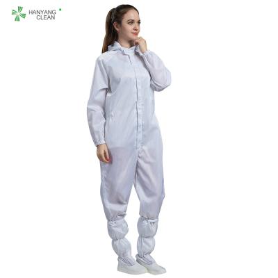 China S - 5XL Clean Room Garments Dust Free White Color Hooded Overall With Carbon Fiber for sale