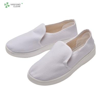 China Cleanroom anti-static canvas esd shoes with PU sole lint-free white color for electronic company for sale